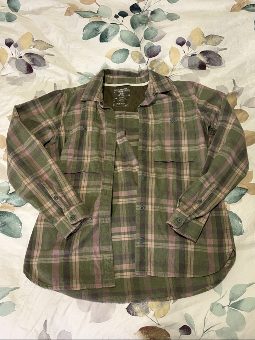 REI Cooperative Olive & Mauve Flannel Shirt